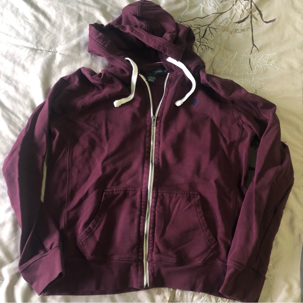 US Polo Assn. Zip-Up Hoodie in Burgundy